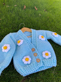 Knitted Flower Cardigan | Blue