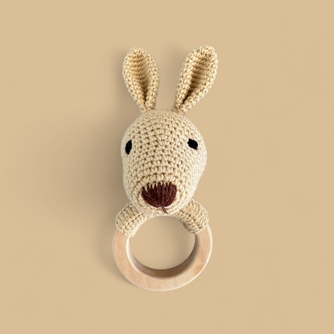 Teething ring rattle kangaroo – Little Cotton Ears