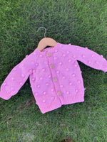 Knit PomPom Cardigan |  Pink
