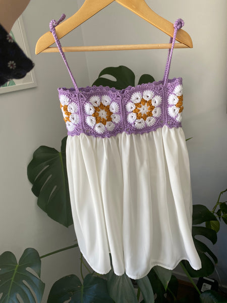 Summer Dress| White Purple Flower