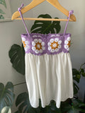 Summer Dress| White Purple Flower